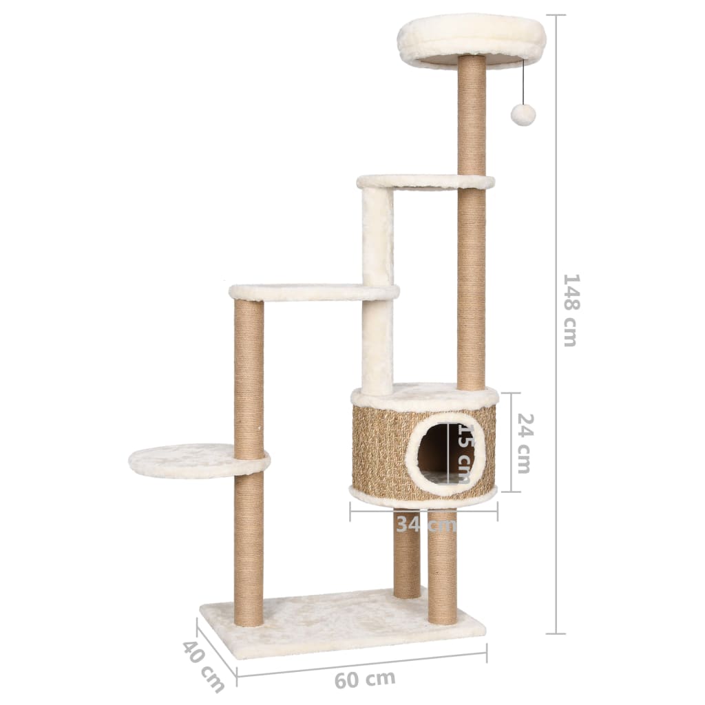 Beżowy drapak dla Kota z trawą morską - 148 cm - obrazek 3