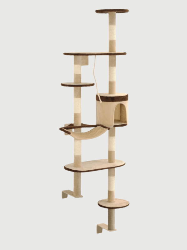 Ścienny drapak dla kota z domkiem 194 cm
