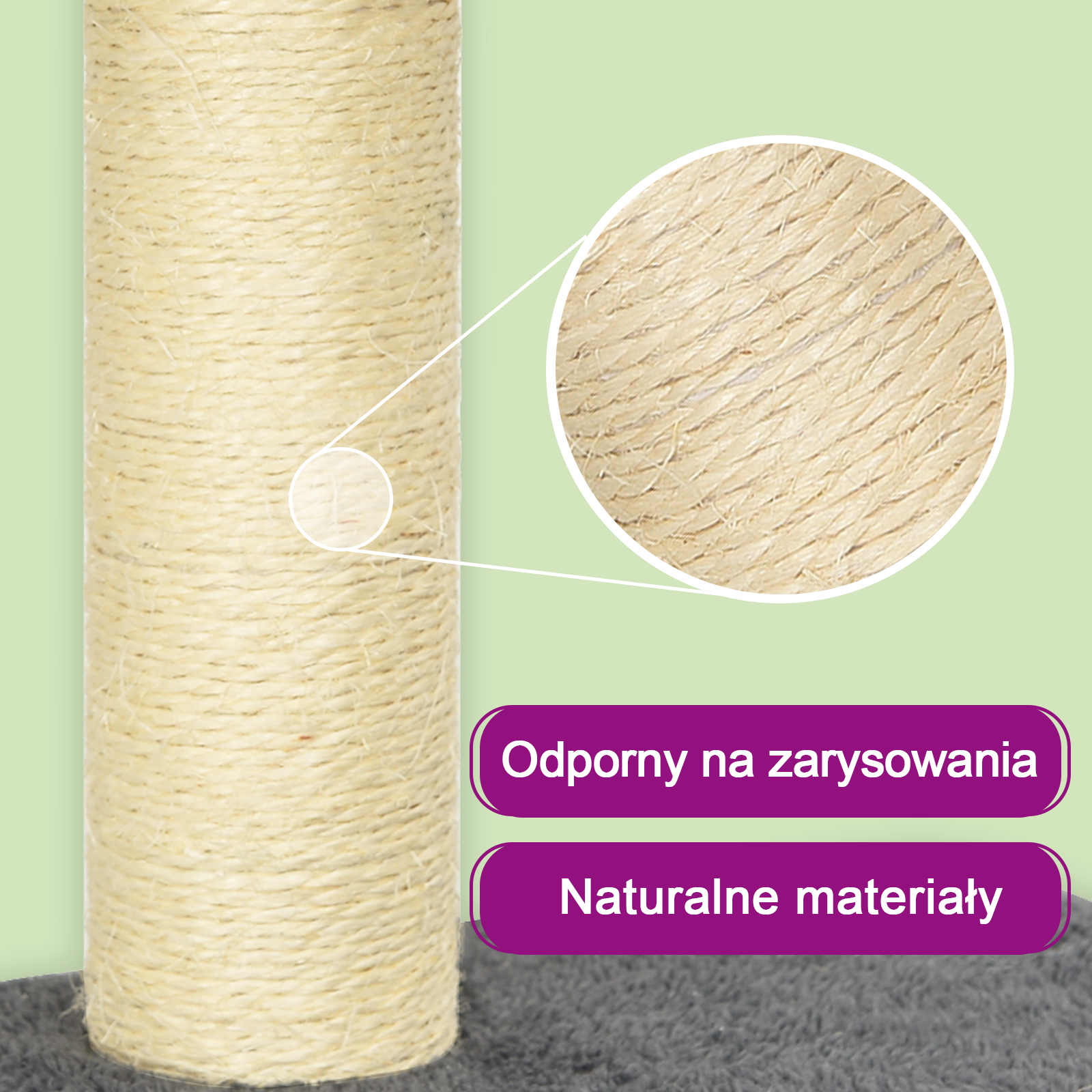 Drapak dla kota ze słupkami sizalowymi i domkiem, jasnoszary, 70 cm - obrazek 11