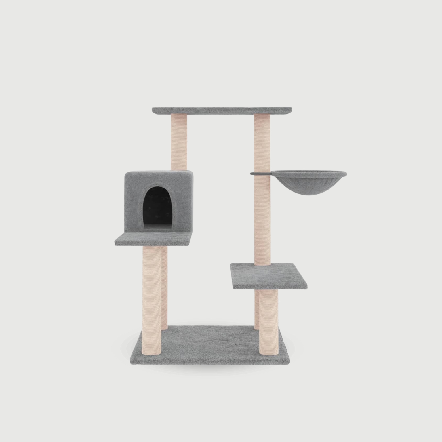 Drapak dla kota, z sizalowymi słupkami, jasnoszary, 82,5 cm