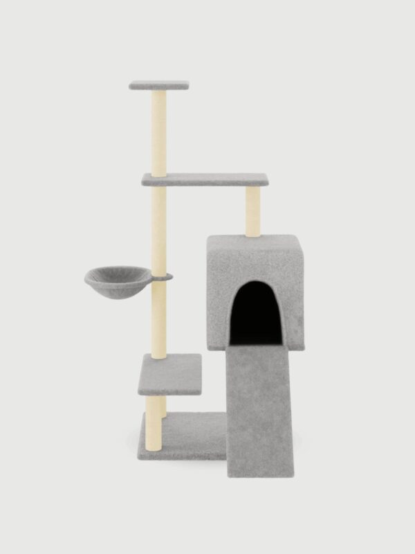 Drapak dla kota, z sizalowymi słupkami, jasnoszary, 130,5 cm