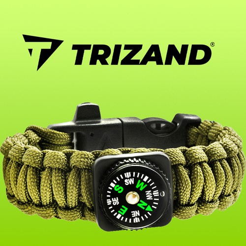 Bransoletka SURVIVAL z akcesoriami - zielona - obrazek 2