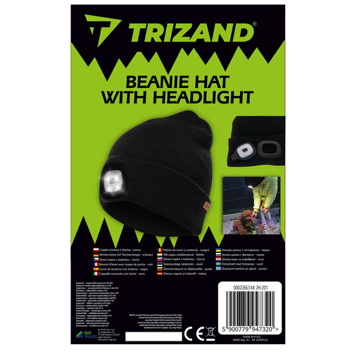 Czapka zimowa z latarką- czarna Trizand 22663 - obrazek 2