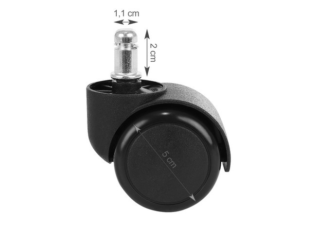 Kółka do fotela biurowego - 5szt - czarne - obrazek 4