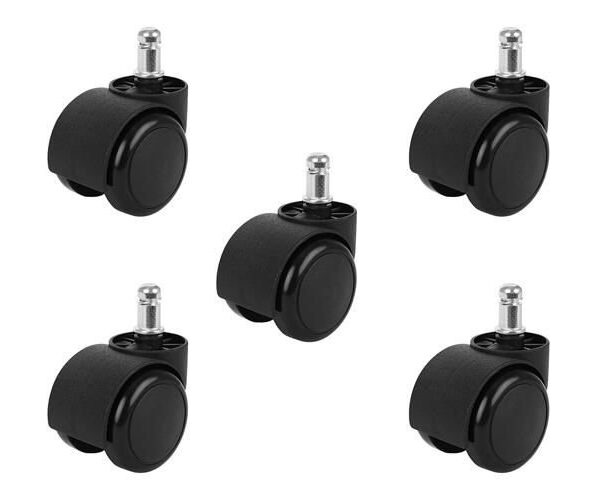Kółka do fotela biurowego - 5szt - czarne