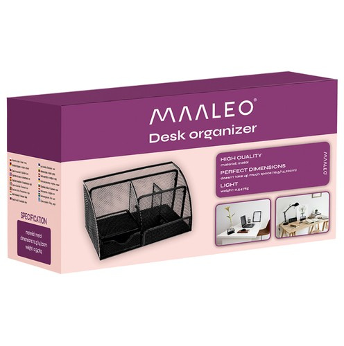 Przybornik na biurko - 6 komór - czarny - obrazek 2