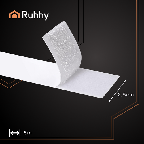 Rzep samoprzylepny biały 5m x 2,5cm Ruhhy 25999 - obrazek 3