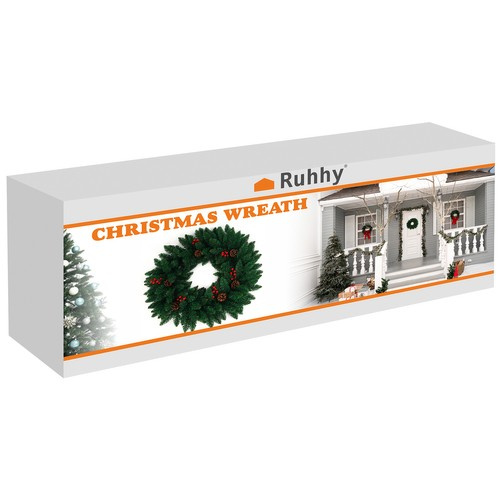 Stroik Świąteczny Wianek na Drzwi Dekoracyjny Ozdobny Ozdoba 60cm Gęsty XXL - obrazek 2