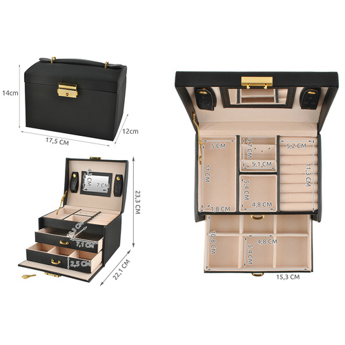 Szkatułka/ kuferek na biżuterię - czarny - obrazek 5