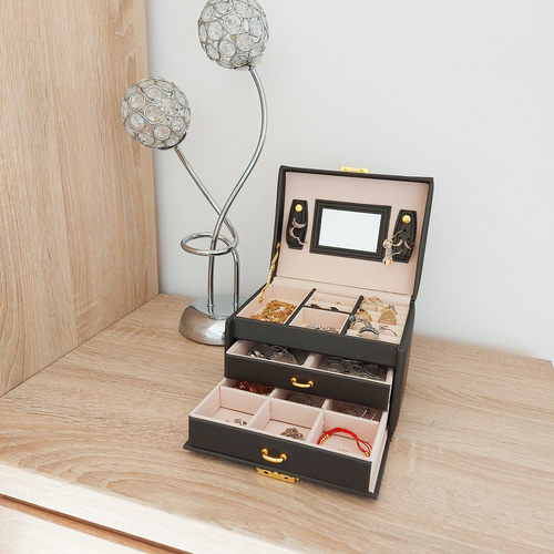 Szkatułka/ kuferek na biżuterię - czarny - obrazek 10