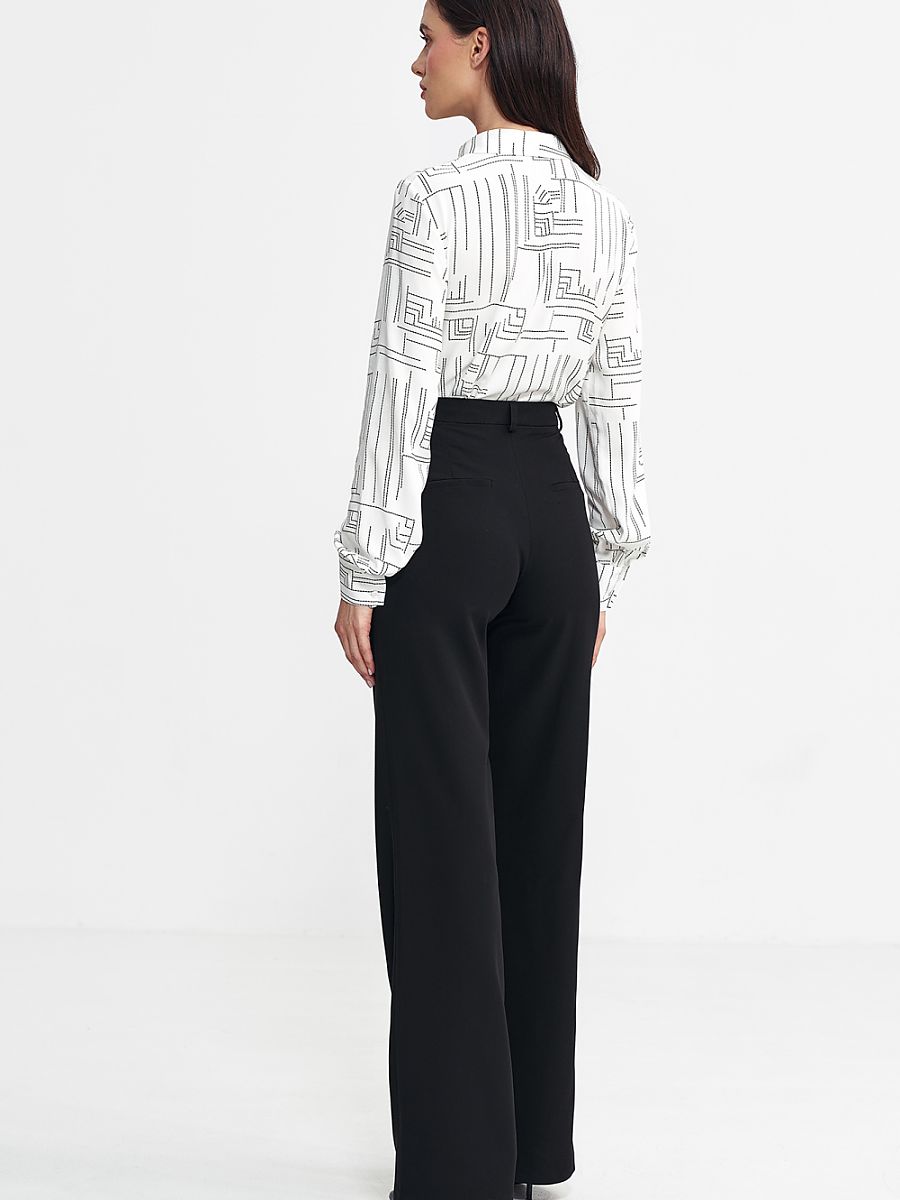 Spodnie bootcut, z krytym guzikiem SD101 Black - Nife - obrazek 4