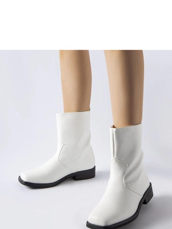 Białe ocieplane botki z kwadratowym noskiem Bel - Solea