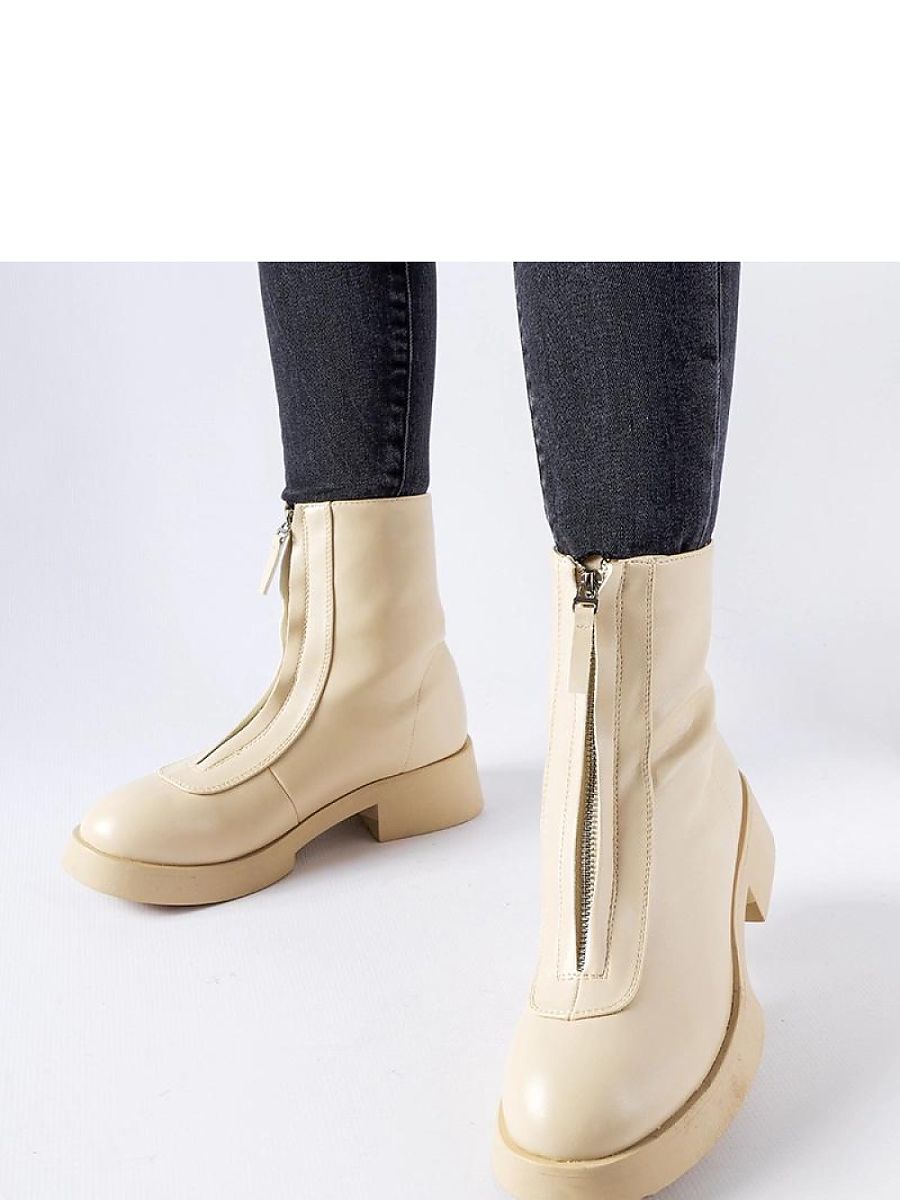 Beżowe ocieplane botki z suwakiem Baldo - Solea