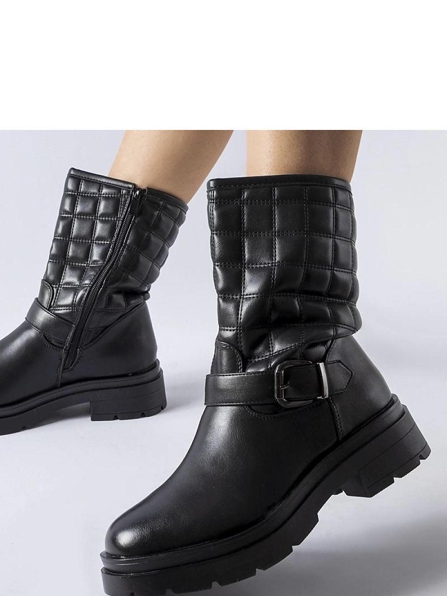 Czarne botki z pikowana cholewką Bluffs - Solea - obrazek 2