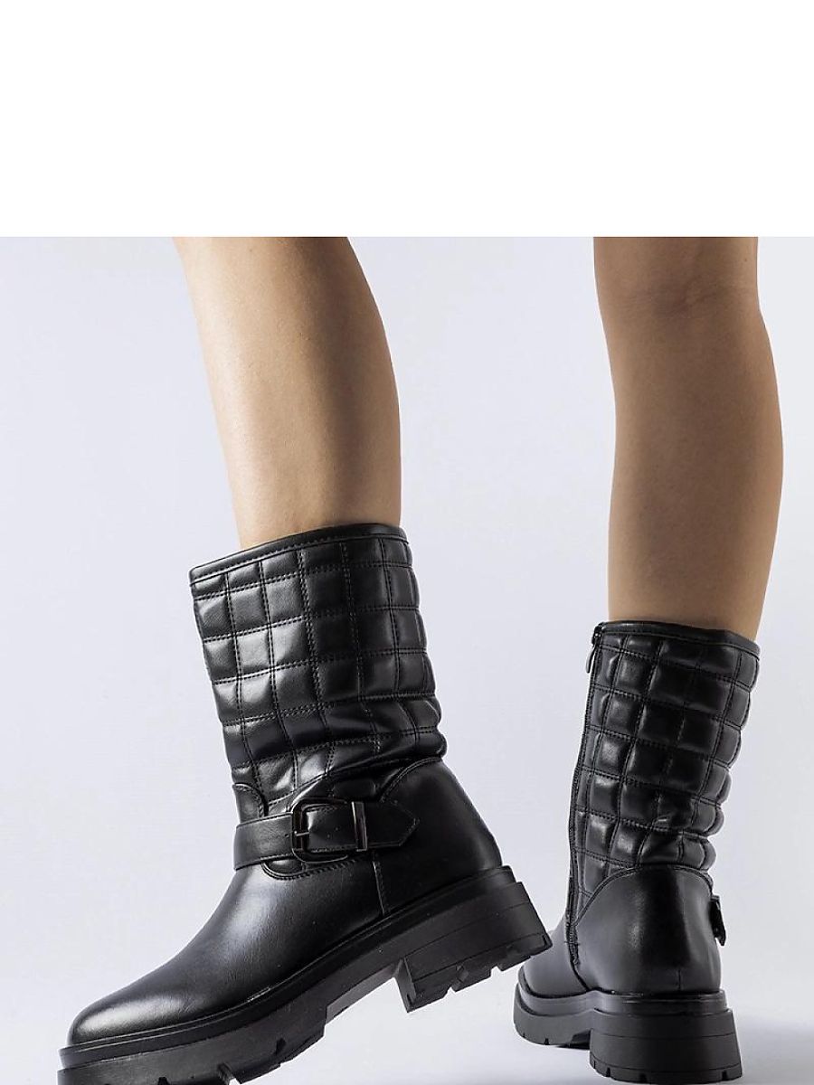 Czarne botki z pikowana cholewką Bluffs - Solea - obrazek 3