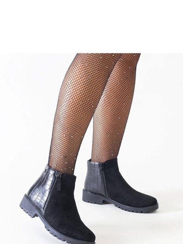 Czarne botki z motywem skóry krokodyla eko-zamsz Mifsada - Solea