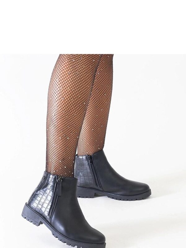 Czarne botki z motywem skóry krokodyla eko-skóra Mifsada - Solea