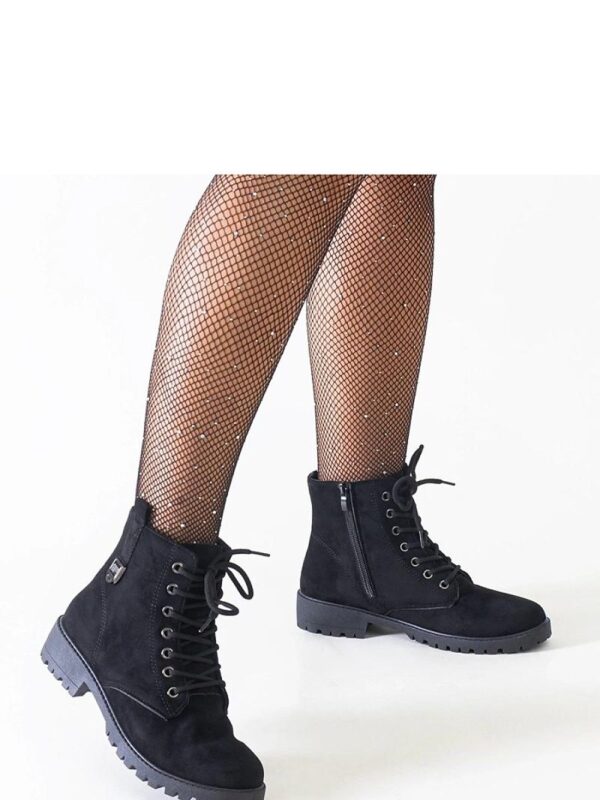 Czarne botki eko-zamszowe workery na platformie Madana - Solea