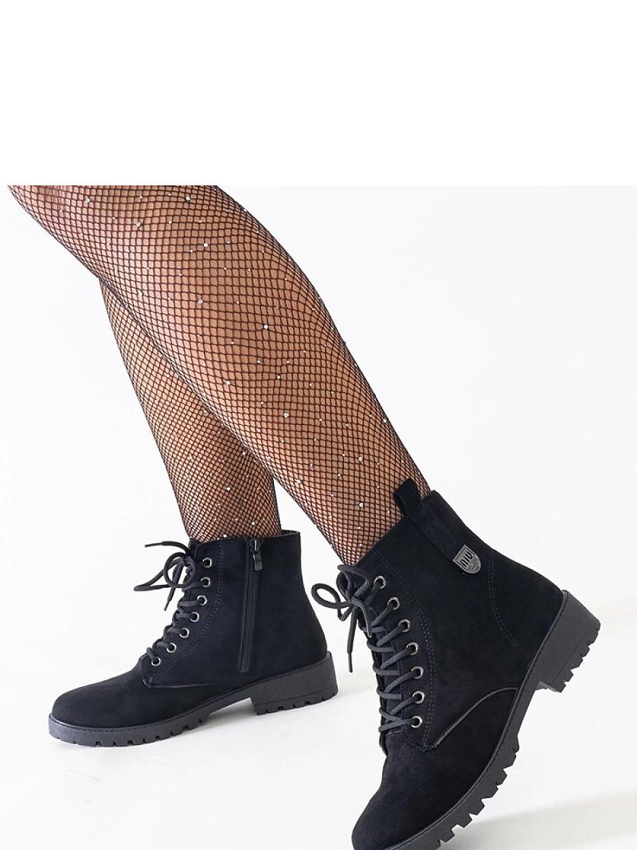 Czarne botki eko-zamszowe workery na platformie Madana - Solea - obrazek 2