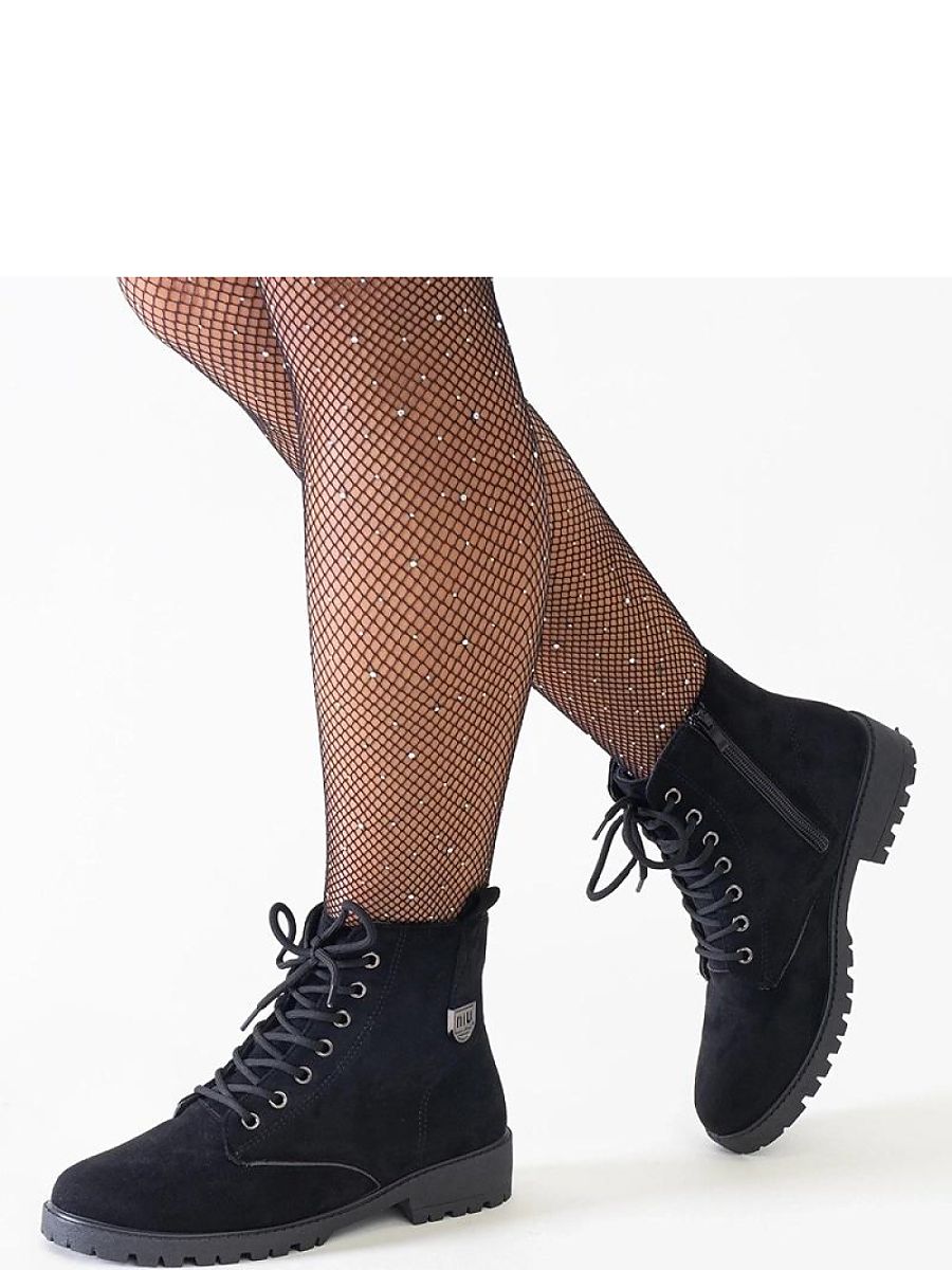 Czarne botki eko-zamszowe workery na platformie Madana - Solea - obrazek 3