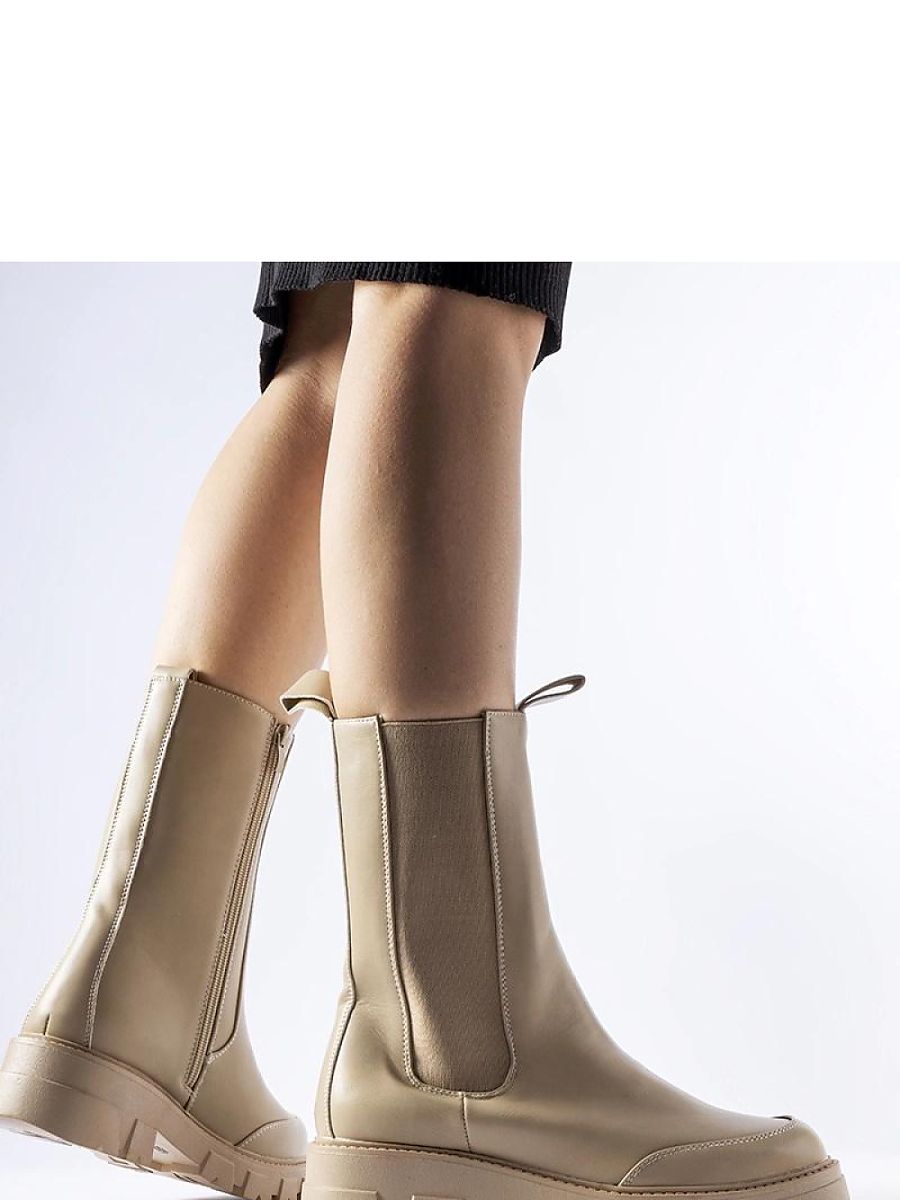 Beżowe masywne ocieplane botki Morbello - Solea - obrazek 3