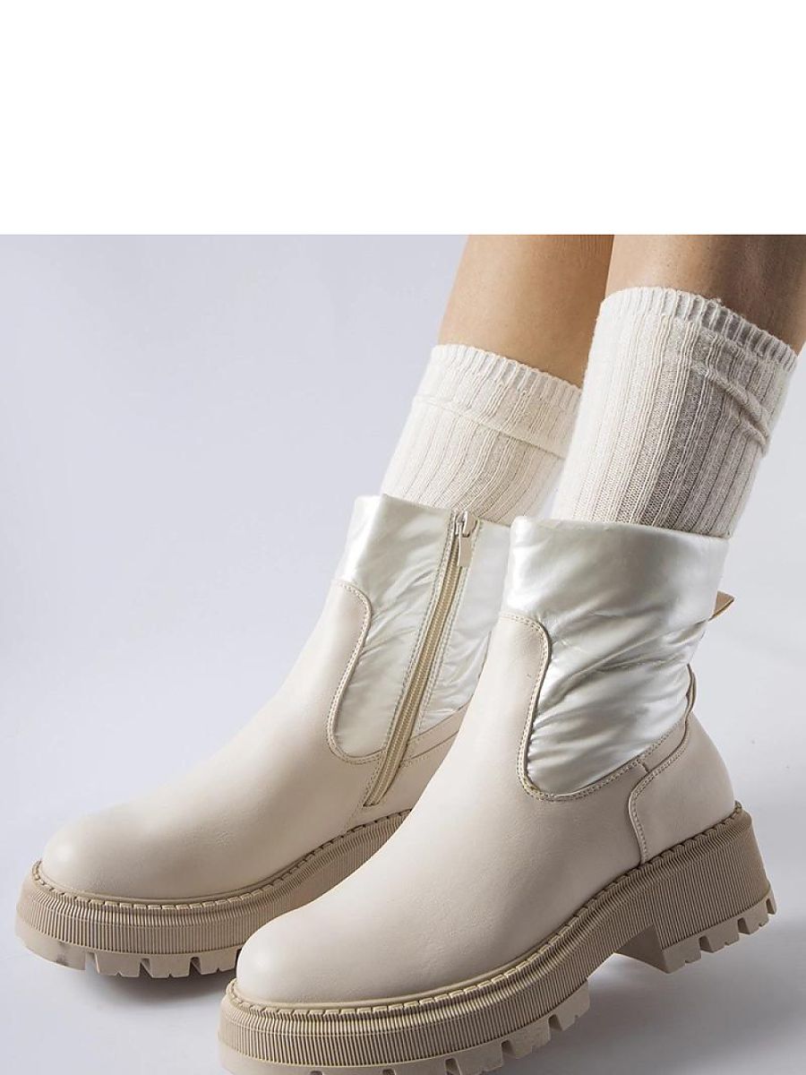 Beżowe botki z ozdobną cholewką Garrett - Solea - obrazek 2