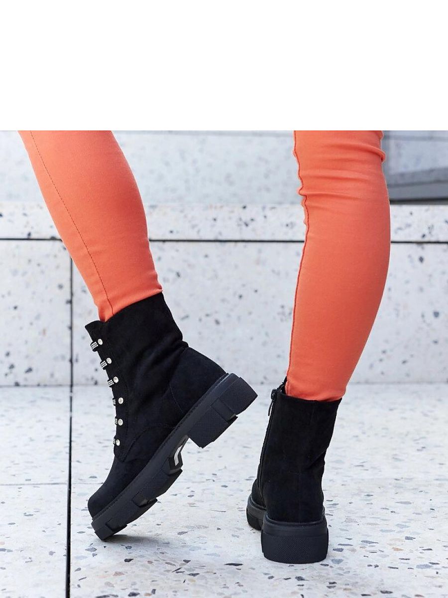 Czarne botki z cyrkoniami ocieplane eko-zamsz Sfaranda - Solea - obrazek 3