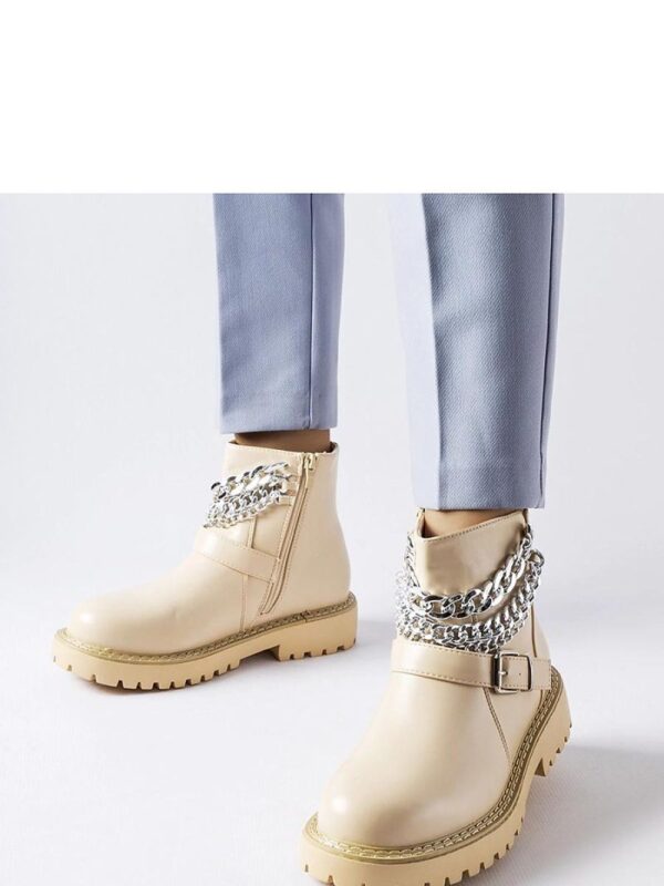 Beżowe botki z ozdobnymi łańcuchami Mezzavia - Solea