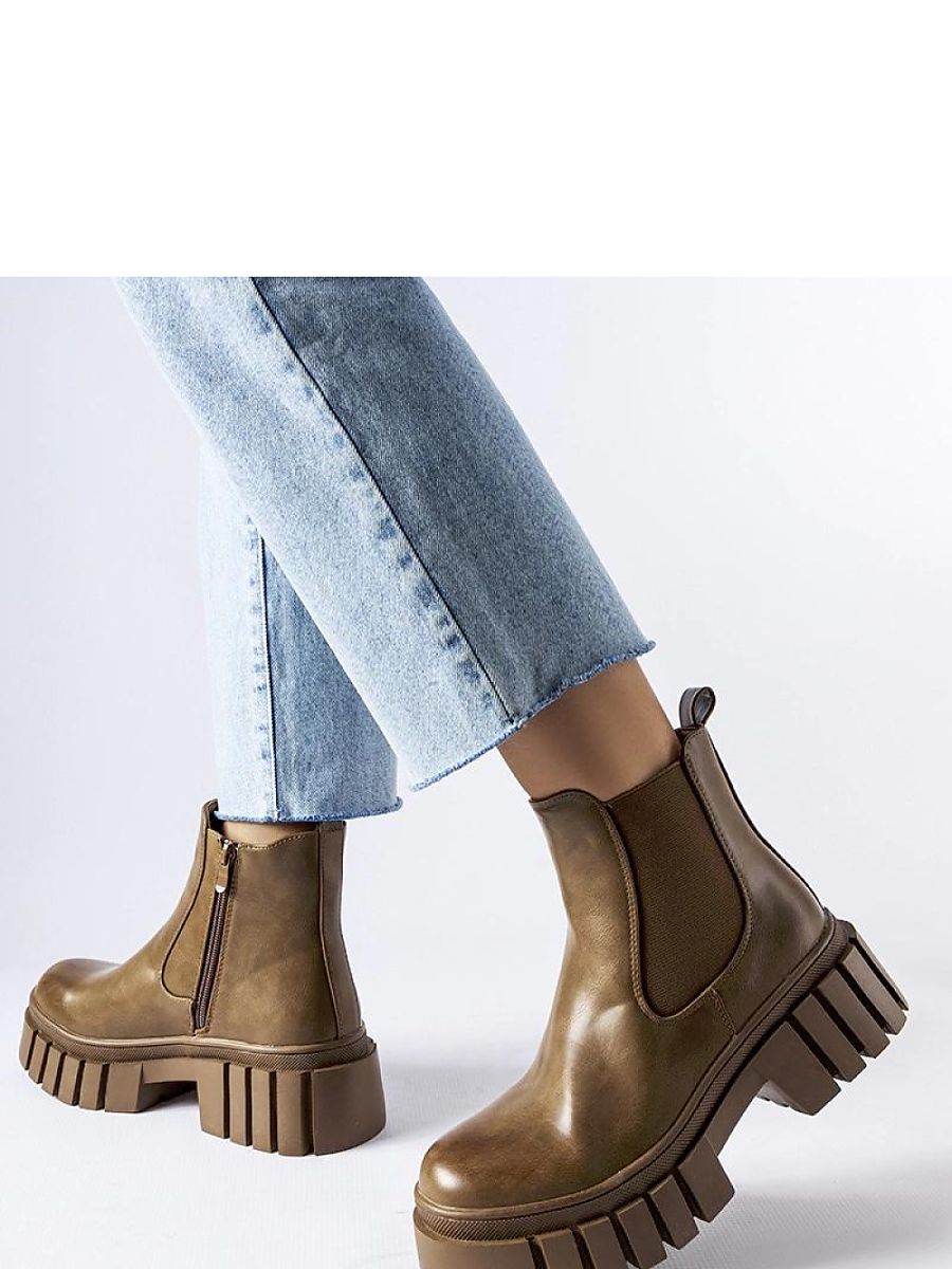 Brązowe sztyblety na platformie Giusy - Solea - obrazek 3