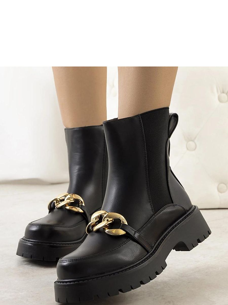 Czarne botki na wysokiej podeszwie Pesa - Solea