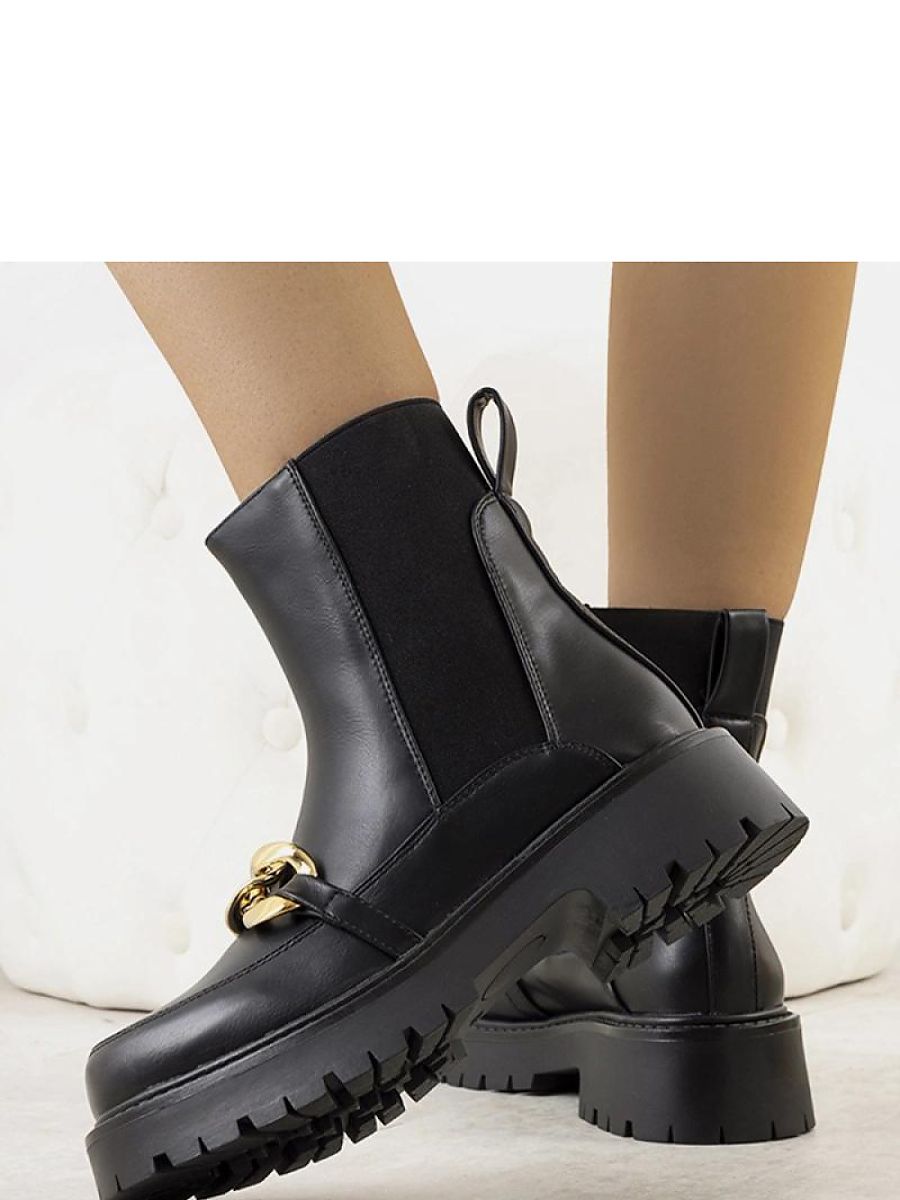 Czarne botki na wysokiej podeszwie Pesa - Solea - obrazek 2