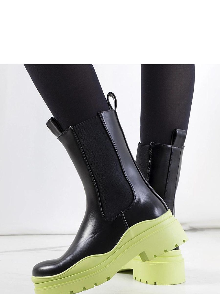 Czarne botki z zieloną podeszwą Nester - Solea - obrazek 3