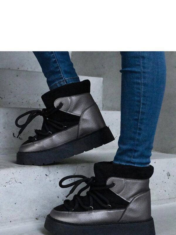 Czarne śniegowce na platformie ocieplane futerkiem Sapphi - Solea