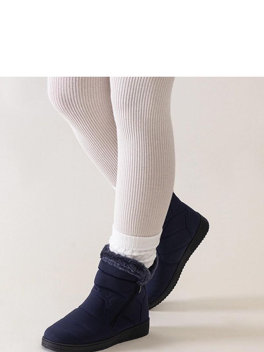 Granatowe śniegowce zdobione futerkiem Khitem - Solea - obrazek 2