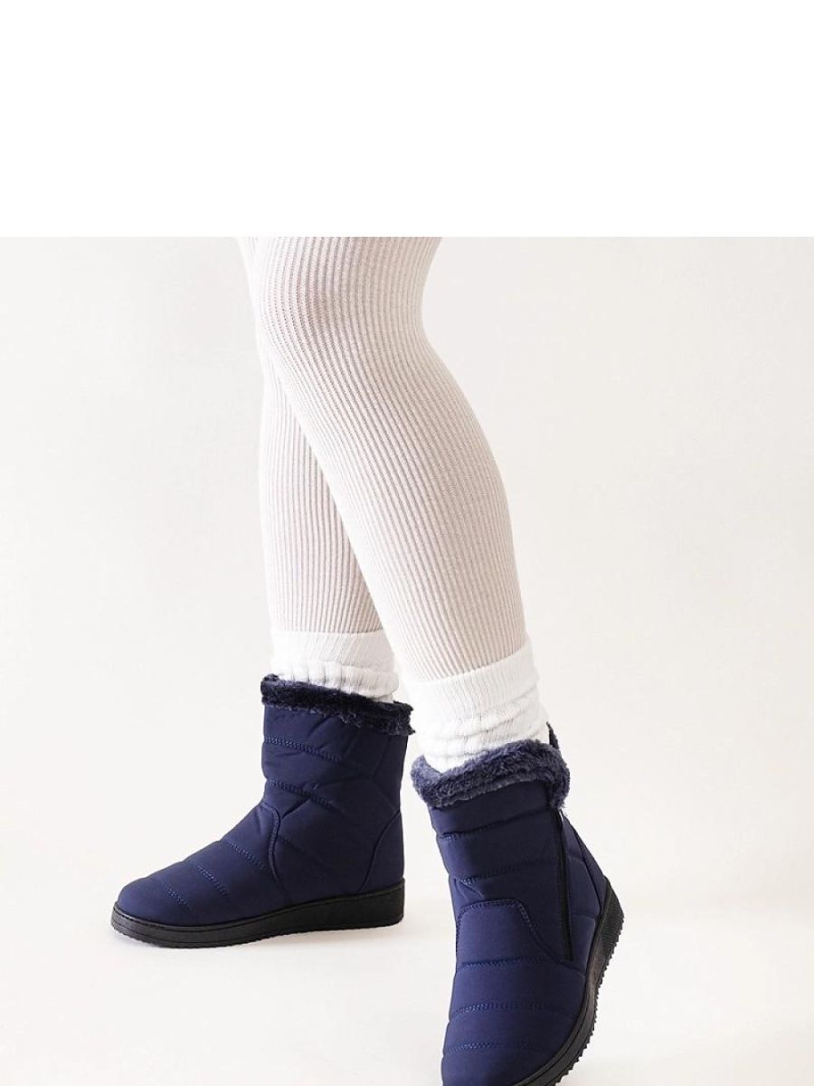 Granatowe śniegowce zdobione futerkiem Khitem - Solea - obrazek 3