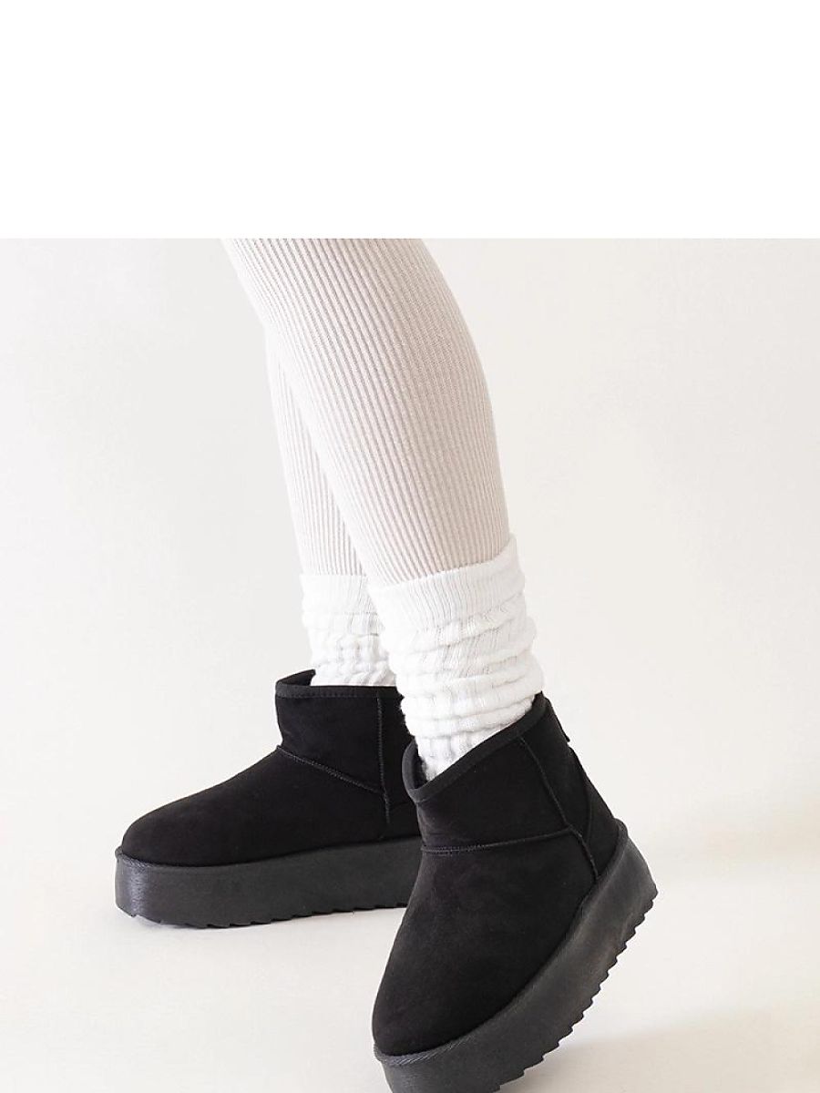 Czarne casualowe śniegowce na wysokiej platformie Thaisa - Solea