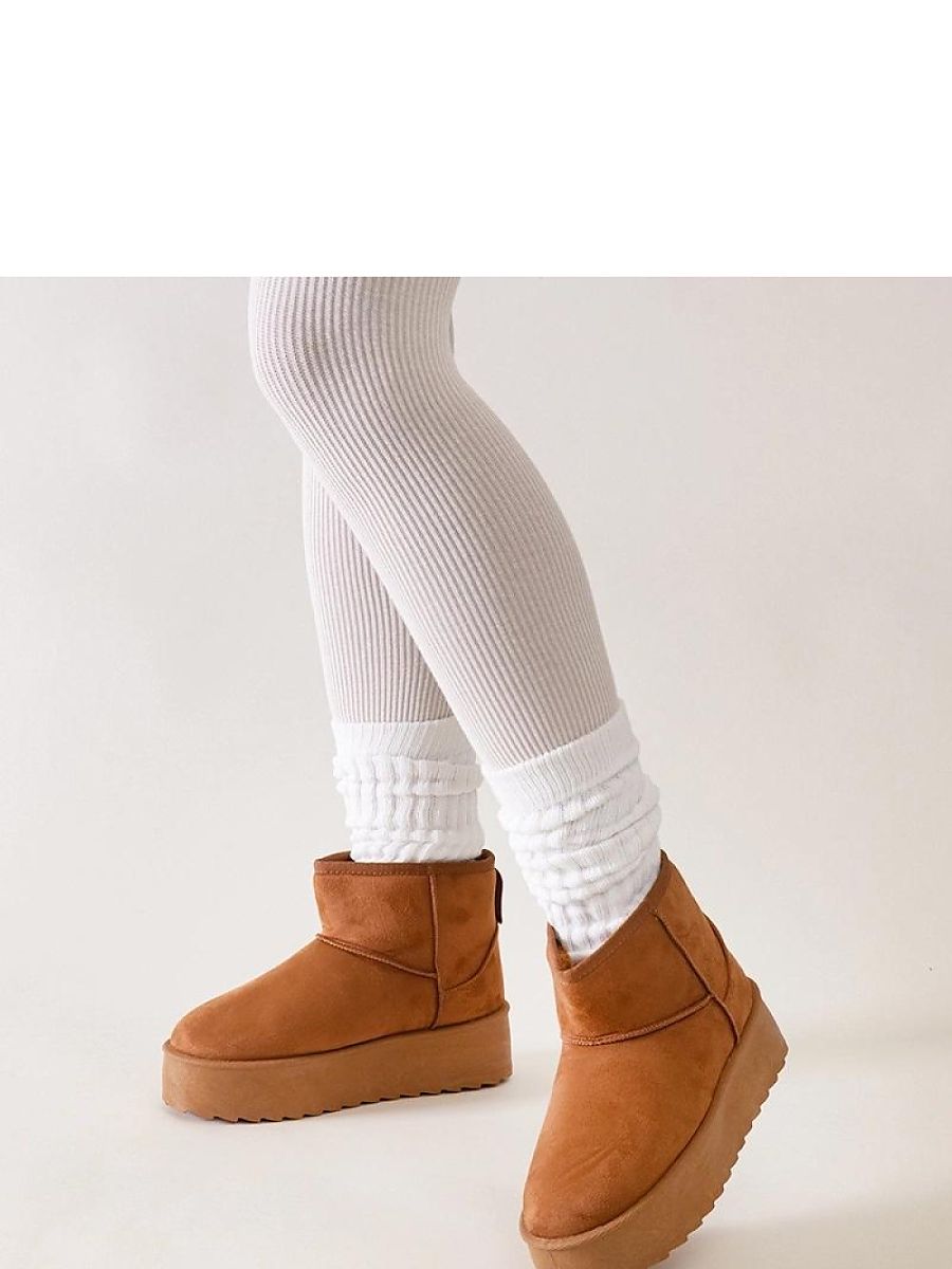 Brązowe casualowe śniegowce na wysokiej platformie Thaisa - Solea - obrazek 2