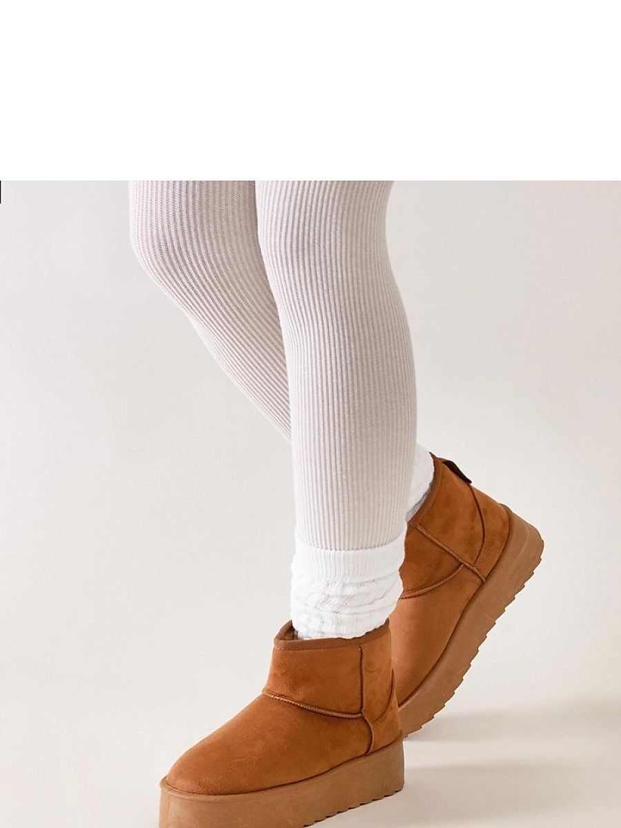 Brązowe casualowe śniegowce na wysokiej platformie Thaisa - Solea - obrazek 3