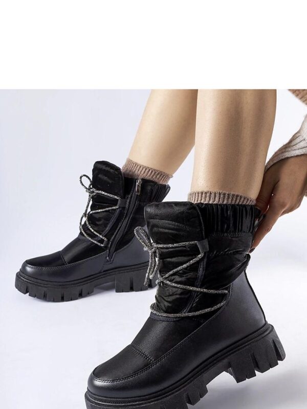 Czarne śniegowce z cyrkoniami Pettenasco - Solea