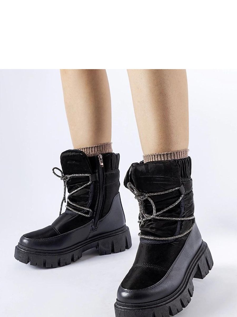 Czarne śniegowce z cyrkoniami Pettenasco - Solea - obrazek 2