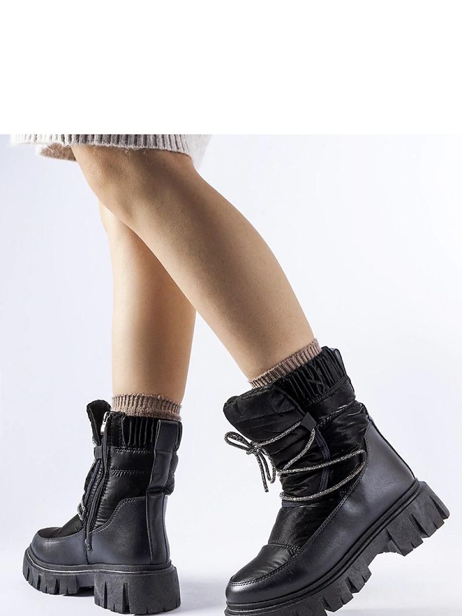 Czarne śniegowce z cyrkoniami Pettenasco - Solea - obrazek 3