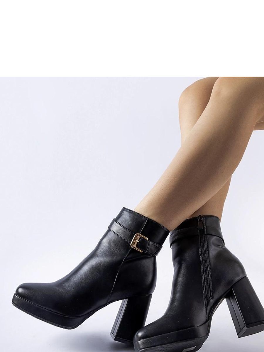 Czarne ocieplane klasyczne botki na słupku z zamszu Caio - Solea - obrazek 3