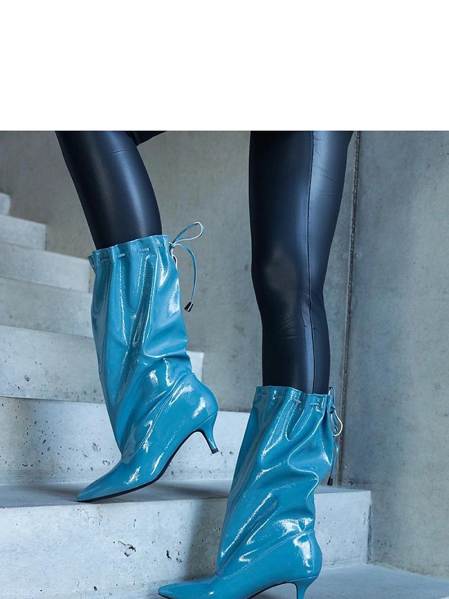 Niebieskie kozaki na niskiej szpilce Clinton - Solea - obrazek 5