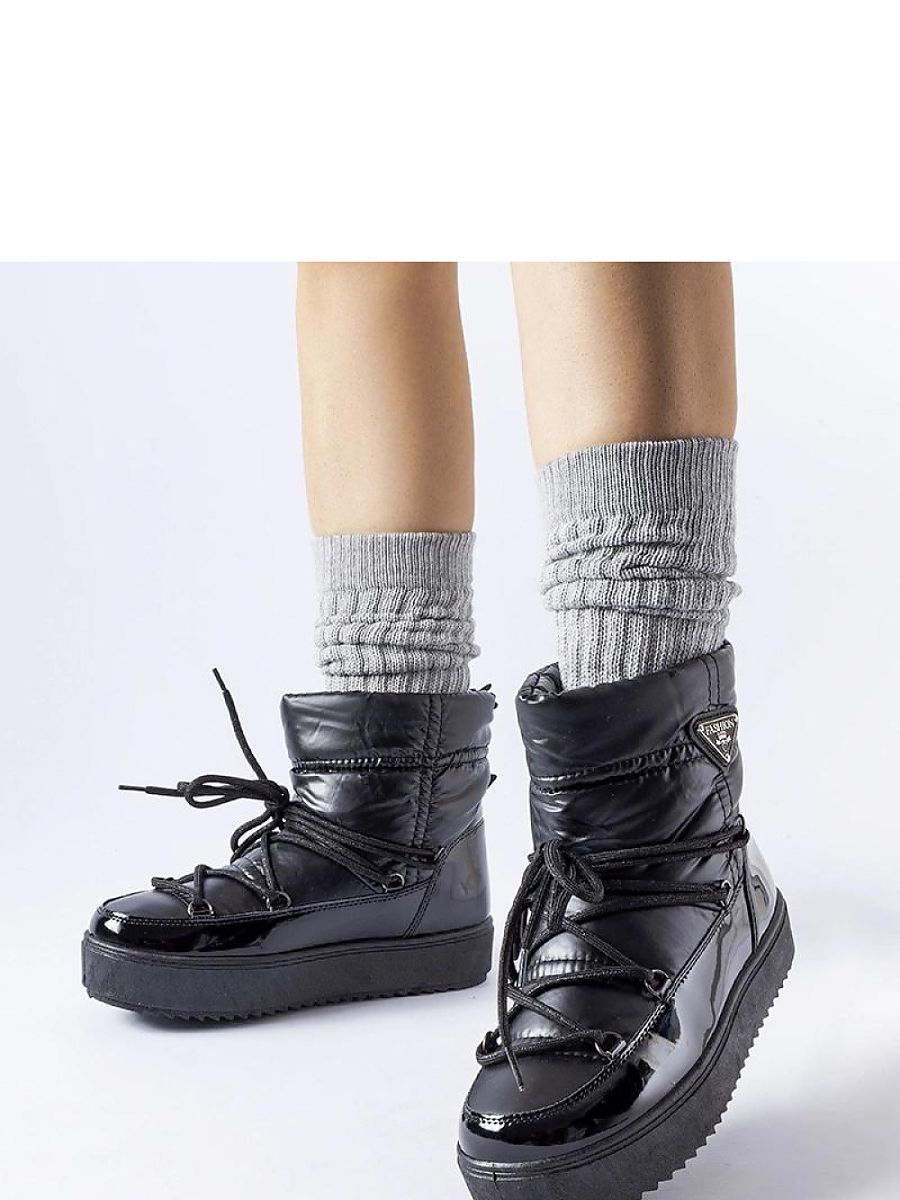 Czarne ocieplane śniegowce z gumką Oslavia - Solea - obrazek 2