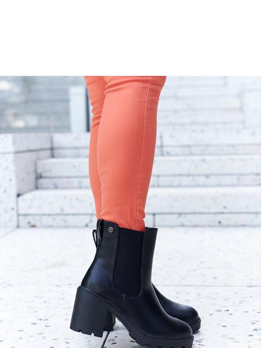 Czarne ocieplane klasyczne botki na słupku Caio - Solea - obrazek 6