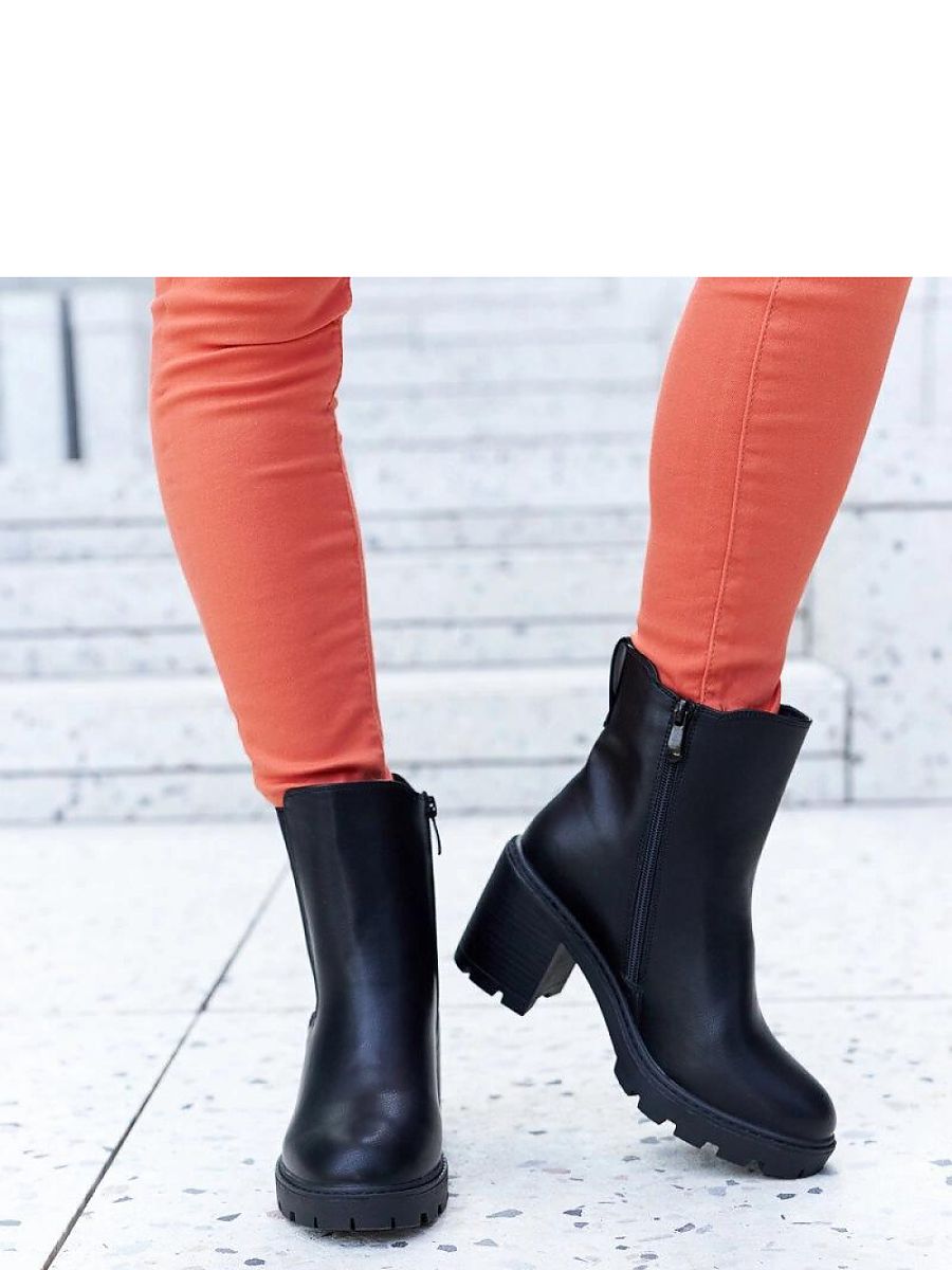 Czarne ocieplane klasyczne botki na słupku Caio - Solea - obrazek 7