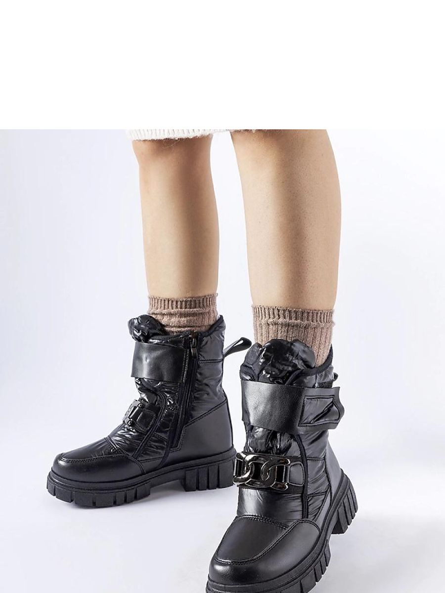 Czarne śniegowce z ozdobną klamerką Athos - Solea