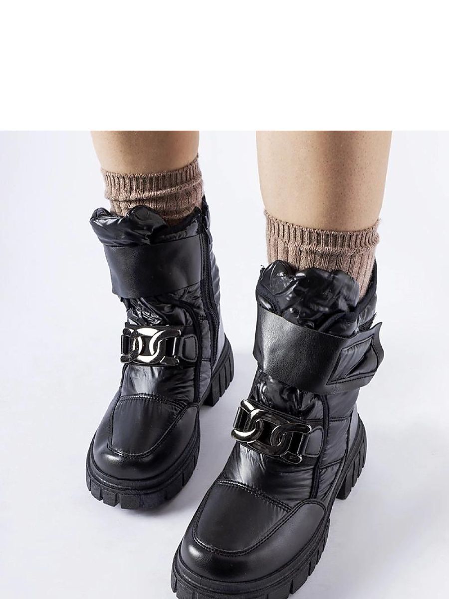 Czarne śniegowce z ozdobną klamerką Athos - Solea - obrazek 2