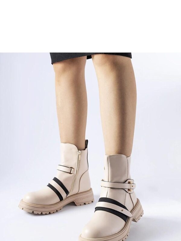 Beżowe ocieplane botki Laderoute - Solea