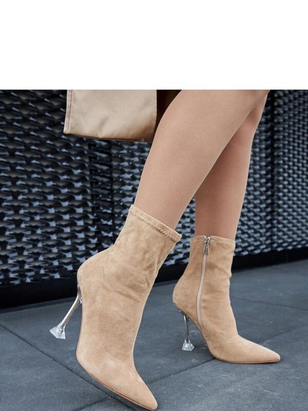 Ciemnobeżowe botki na obcasie Ferguson - Solea